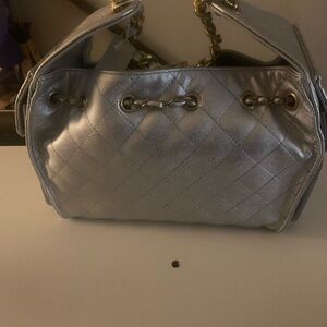 Elegant Silver Quilted Women's Bag